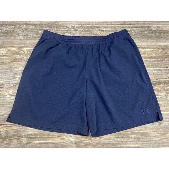 Under Armour Loose Shorts Men's Navy Blue Elastic Waist Drawstring Gym XXL 39/9 - Picture 1 of 12